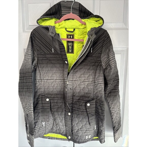 Under Armour Storm Women M Primaloft Quilted Hood Long jacket Coldgear Infrared‎ - Picture 1 of 8